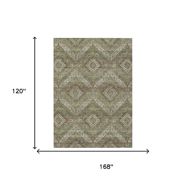 10 X 14 Tribal Polyester Indoor Outdoor Rug Stain Resistant Washable Patio Accent