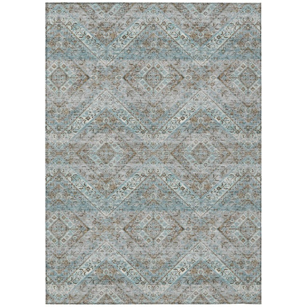 HomeRoots 9x12 Tribal Polyester Area Rug Stain Resistant Washable for Patio or Living Room 737090