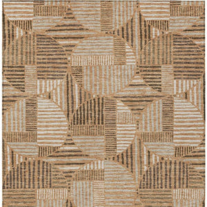8x10 Geometric Polyester Area Rug Stain Resistant Indoor Outdoor Copper Khaki