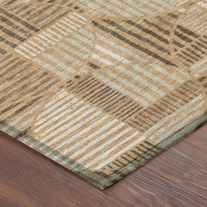 8x10 Geometric Polyester Area Rug Stain Resistant Indoor Outdoor Copper Khaki