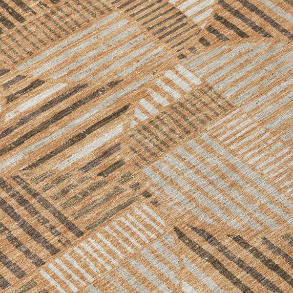 8x10 Geometric Polyester Area Rug Stain Resistant Indoor Outdoor Copper Khaki