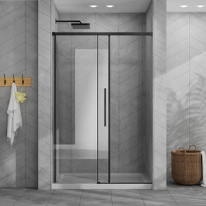 English Elm Goodyo 48"X72" Modern Sliding Shower Door Combo With Durable Acrylic Base & Matte Black Hardware W1223S00030