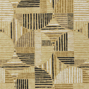 8 Ft X 10 Ft Gold Blue Geometric Polyester Washable Rug for Patio or Living Room