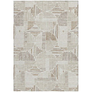 5x8 Ivory Graphite Geometric Polyester Area Rug Washable Stain Resistant Patio