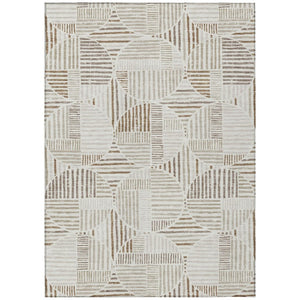 HomeRoots 8 Ft X 10 Ft Ivory Graphite Geometric Polyester Indoor Outdoor Washable Area Rug 737131