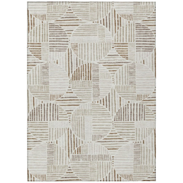 HomeRoots 8 Ft X 10 Ft Ivory Graphite Geometric Polyester Indoor Outdoor Washable Area Rug 737131