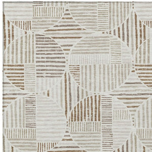 8 Ft X 10 Ft Ivory Graphite Geometric Polyester Indoor Outdoor Washable Area Rug