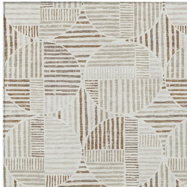 8 Ft X 10 Ft Ivory Graphite Geometric Polyester Indoor Outdoor Washable Area Rug