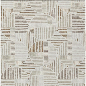 8 Ft X 10 Ft Ivory Graphite Geometric Polyester Indoor Outdoor Washable Area Rug