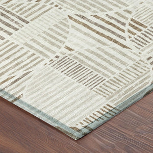 8 Ft X 10 Ft Ivory Graphite Geometric Polyester Indoor Outdoor Washable Area Rug