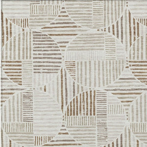 9 X 12 Ivory Graphite Geometric Polyester Area Rug Washable for Indoor Outdoor Use