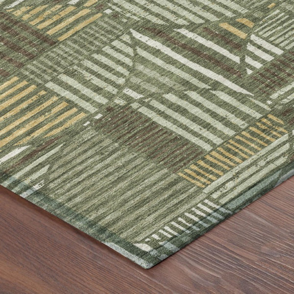 8 Ft Round Geometric Polyester Rug Washable Stain Resistant Indoor Outdoor Use