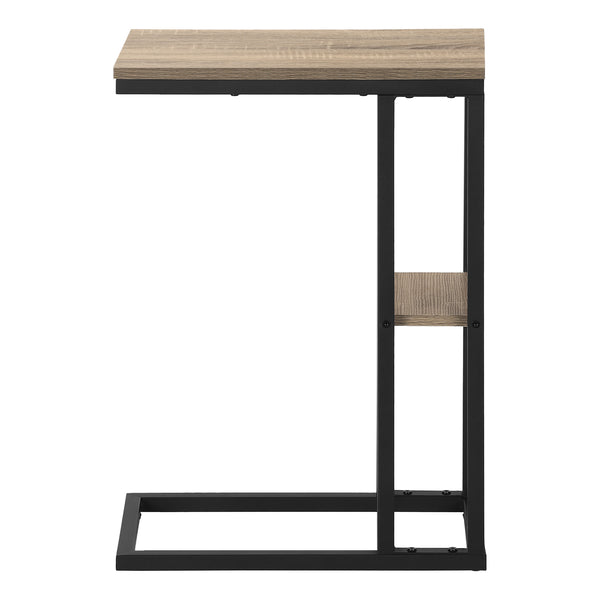 English Elm Accent Table - Sleek C-Shaped Design For Living Room Or Bedroom, Modern Brown Laminate & Black Frame B2710P219398