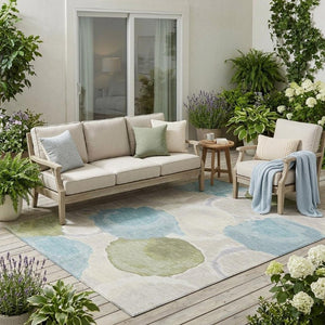 5x8 Ivory Brown Abstract Polyester Area Rug Washable for Indoor Outdoor Use