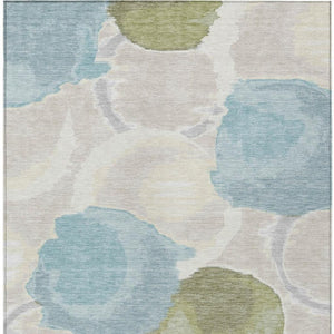 5x8 Ivory Brown Abstract Polyester Area Rug Washable for Indoor Outdoor Use