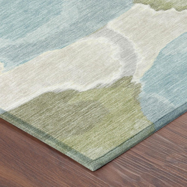 5x8 Ivory Brown Abstract Polyester Area Rug Washable for Indoor Outdoor Use