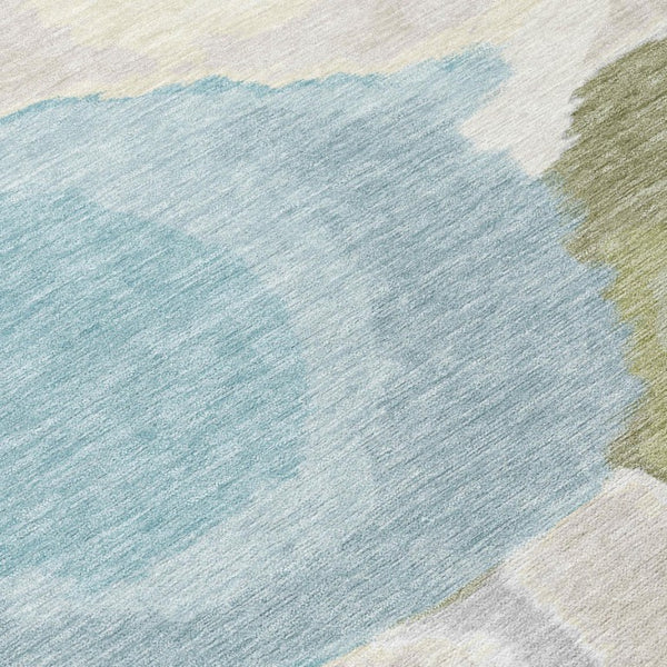 5x8 Ivory Brown Abstract Polyester Area Rug Washable for Indoor Outdoor Use