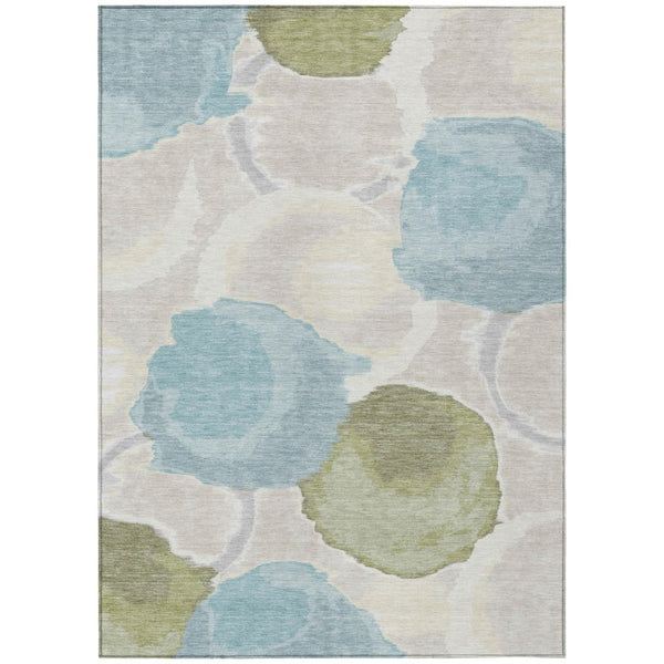 HomeRoots 8 X 10 Ivory Brown Abstract Polyester Area Rug Stain Resistant for Indoor Outdoor 737155