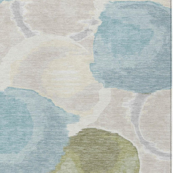 8 X 10 Ivory Brown Abstract Polyester Area Rug Stain Resistant for Indoor Outdoor