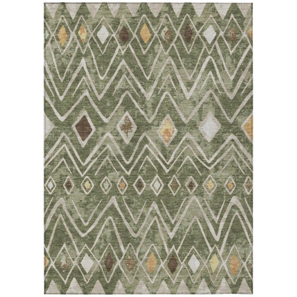 HomeRoots 5 X 8 Geometric Polyester Area Rug for Indoor Outdoor Patios and Living Rooms 737213