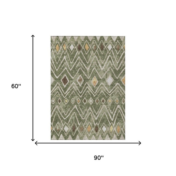 5 X 8 Geometric Polyester Area Rug for Indoor Outdoor Patios and Living Rooms