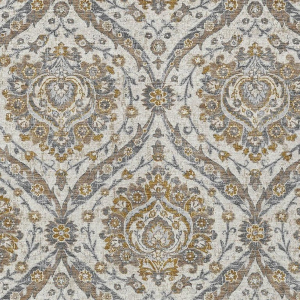 5x8 Beige Blue Floral Polyester Area Rug Washable Stain Resistant Indoor Outdoor