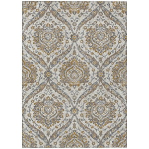 HomeRoots 9 X 12 Beige Blue Floral Polyester Area Rug Stain Resistant for Patio or Living Room 737247