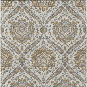 9 X 12 Beige Blue Floral Polyester Area Rug Stain Resistant for Patio or Living Room