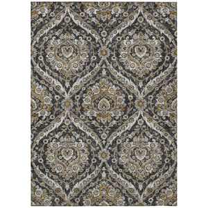 HomeRoots 8x10 Floral Polyester Indoor Outdoor Rug Stain Resistant for Patio and Living Room 737252