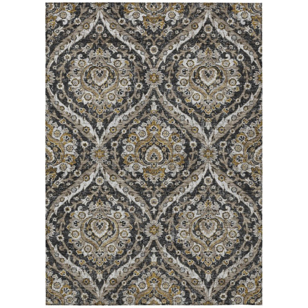 HomeRoots 8x10 Floral Polyester Indoor Outdoor Rug Stain Resistant for Patio and Living Room 737252