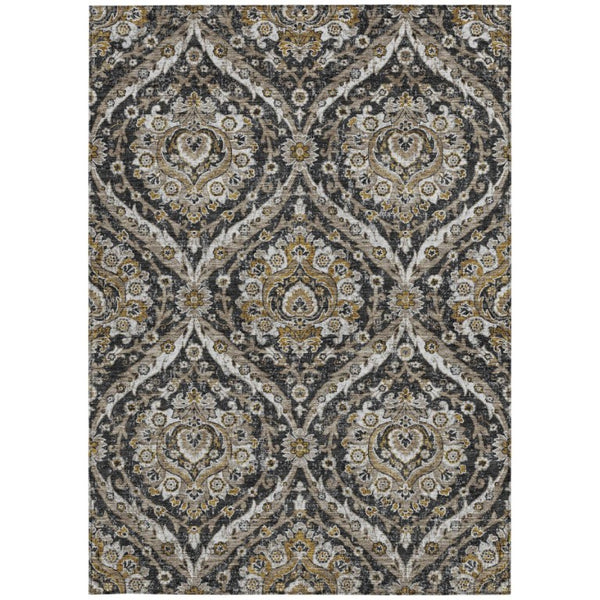 8x10 Floral Polyester Indoor Outdoor Rug Stain Resistant for Patio and Living Room