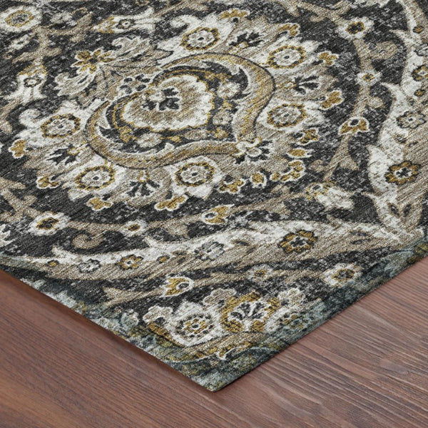 8x10 Floral Polyester Indoor Outdoor Rug Stain Resistant for Patio and Living Room