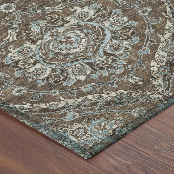 5 X 8 Floral Polyester Area Rug Stain Resistant Indoor Outdoor Patio Living Room