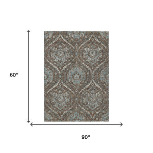 5 X 8 Floral Polyester Area Rug Stain Resistant Indoor Outdoor Patio Living Room