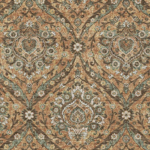8x10 Floral Polyester Area Rug Stain Resistant Indoor Outdoor Copper Gold Tones