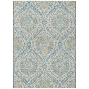 HomeRoots 5 X 8 Ivory Gray Floral Polyester Area Rug Stain Resistant Indoor Outdoor Use 737268