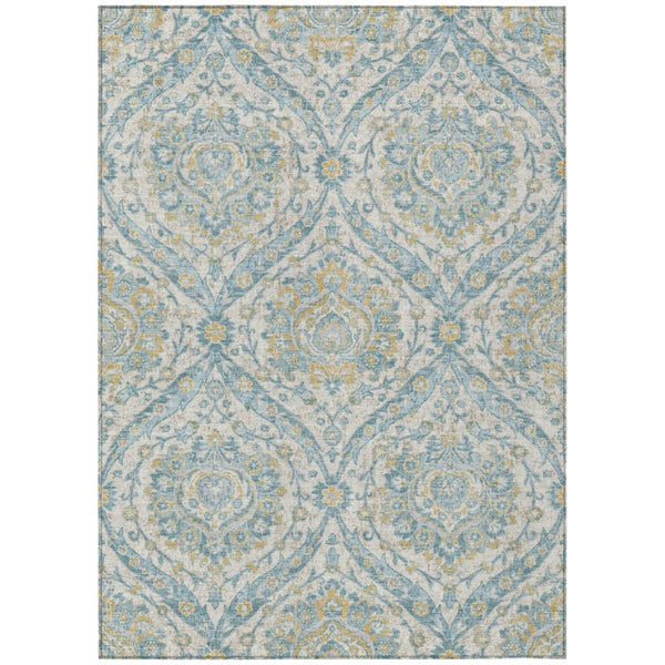 HomeRoots 5 X 8 Ivory Gray Floral Polyester Area Rug Stain Resistant Indoor Outdoor Use 737268
