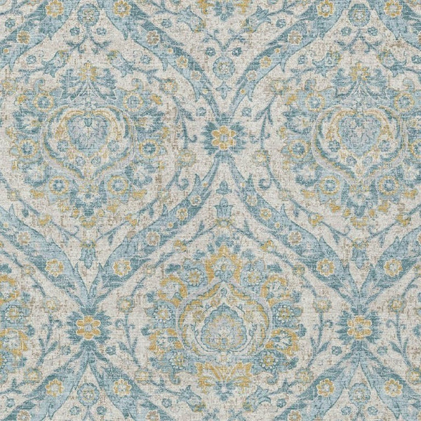 9 X 12 Ivory Gray Floral Polyester Area Rug Stain Resistant for Indoor Outdoor Use