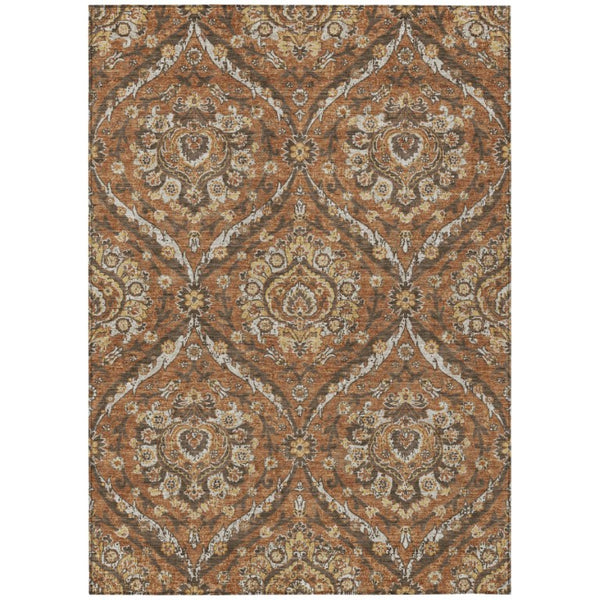 HomeRoots 5 X 8 Floral Polyester Indoor Outdoor Rug Stain Resistant Patio Porch Living Room 737280