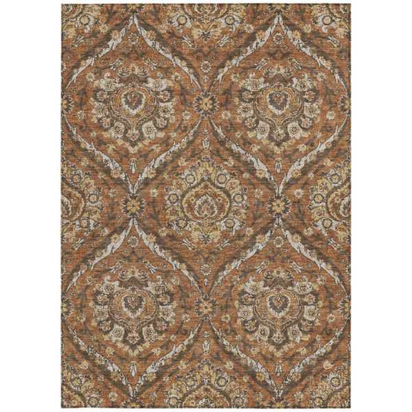 5 X 8 Floral Polyester Indoor Outdoor Rug Stain Resistant Patio Porch Living Room