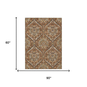 5 X 8 Floral Polyester Indoor Outdoor Rug Stain Resistant Patio Porch Living Room
