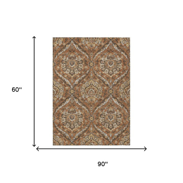 5 X 8 Floral Polyester Indoor Outdoor Rug Stain Resistant Patio Porch Living Room