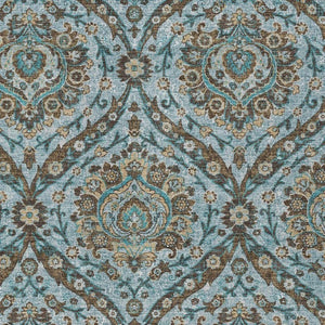 8 X 10 Teal Floral Polyester Area Rug Washable Stain Resistant Indoor Outdoor Use
