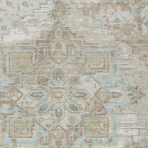 8x10 Ivory Orange Oriental Polyester Area Rug Washable Stain Resistant Patio Use