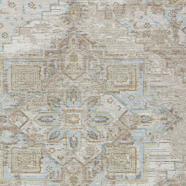 8x10 Ivory Orange Oriental Polyester Area Rug Washable Stain Resistant Patio Use