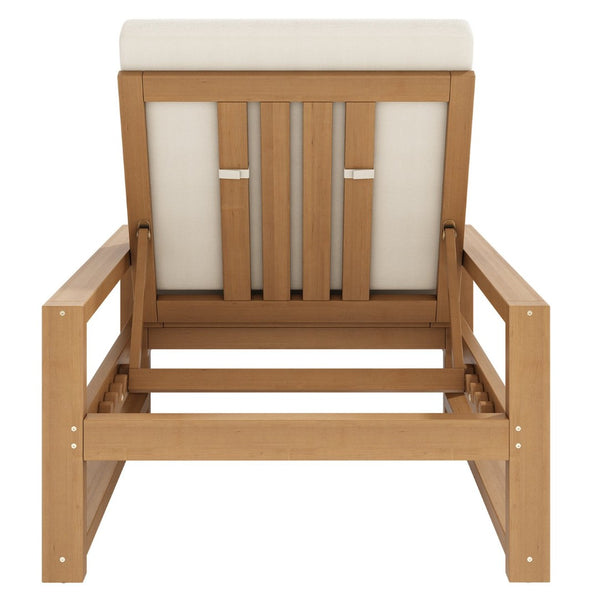 English Elm Trexm Outdoor Acacia Wood Chaise Lounge Set Two Adjustable Poolside Reclining Chairs Light Teak TM000013AAD