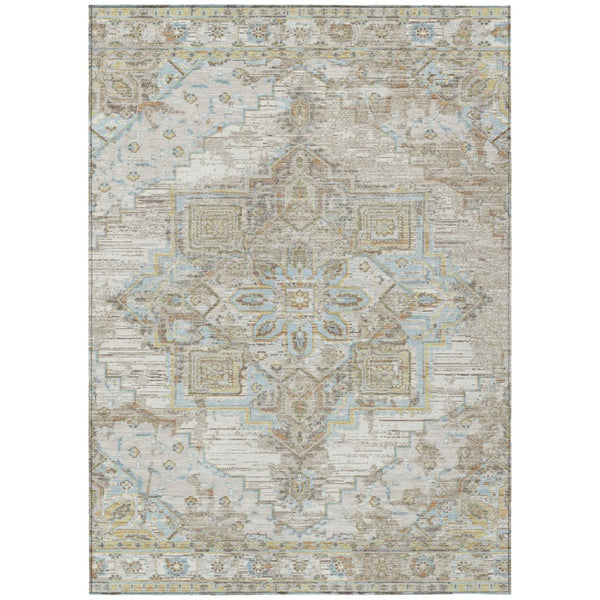 HomeRoots 10 Ft X 14 Ft Ivory Orange Oriental Polyester Indoor Outdoor Washable Area Rug 737314