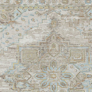 10 Ft X 14 Ft Ivory Orange Oriental Polyester Indoor Outdoor Washable Area Rug