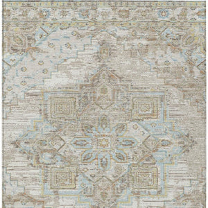 10 Ft X 14 Ft Ivory Orange Oriental Polyester Indoor Outdoor Washable Area Rug