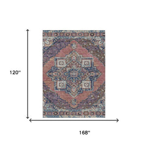 10 X 14 Oriental Polyester Area Rug Washable Merlot Gold Indoor Outdoor Patio
